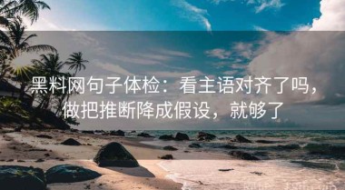 黑料网句子体检：看主语对齐了吗，做把推断降成假设，就够了