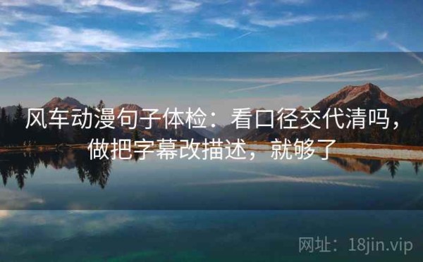 风车动漫句子体检：看口径交代清吗，做把字幕改描述，就够了